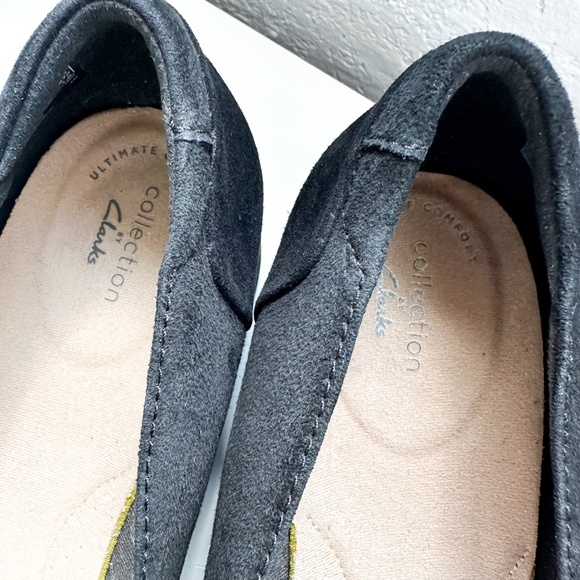 Clarks Sharon Villa Black Loafer Slip On Suede Platforms LIKE NEW — Size 12 M - Picture 8 of 9
